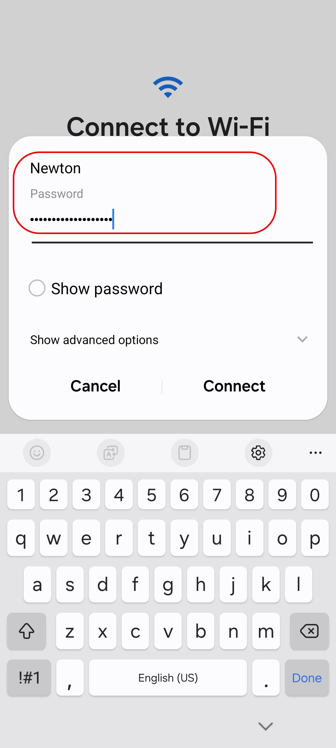 Authenticates access to the selected network.