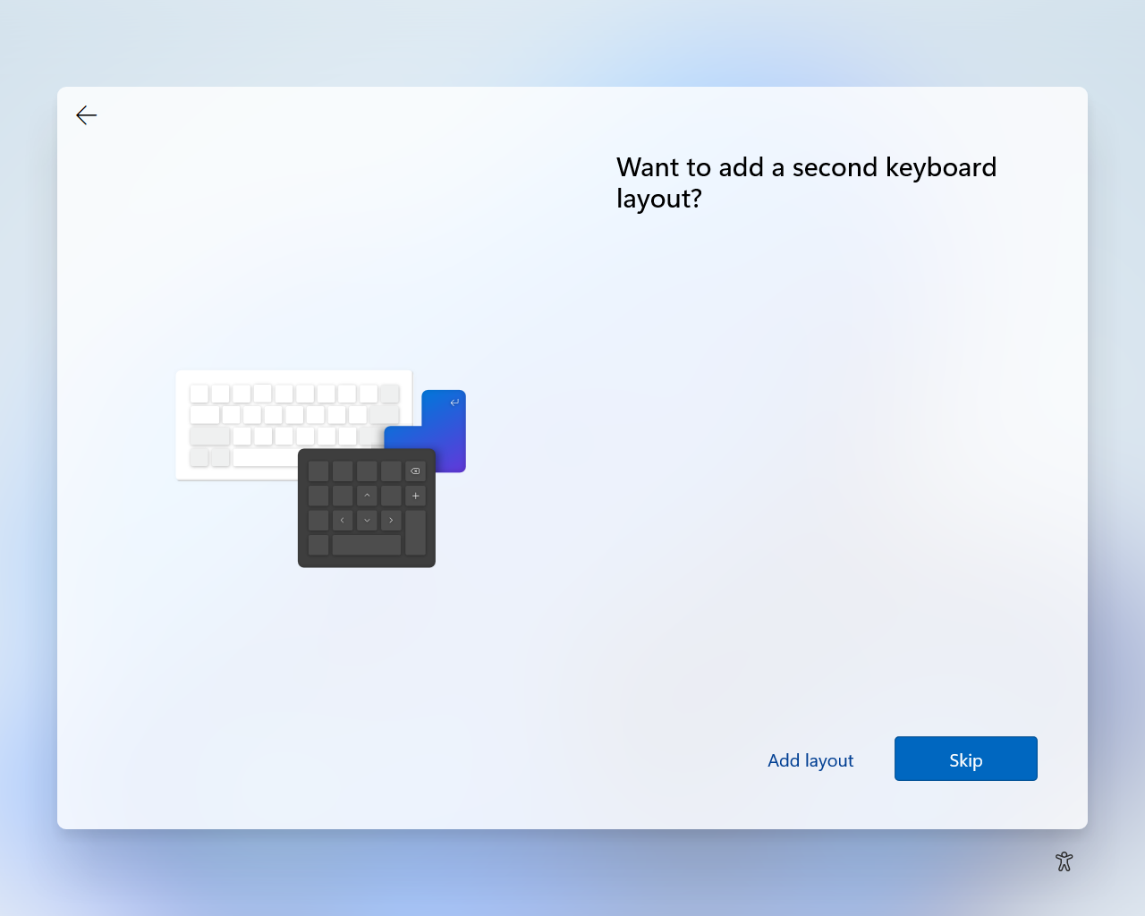 Skip secondary keyboard - click to continue